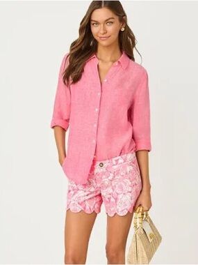 Women's Pinkish Red Button-Down Shirt